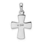 Sterling Silver Rhodium-plated White Lab Created Opal Cross Pendant - Image 3