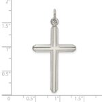 Sterling Silver Polished Grooved Cross Pendant - Image 4