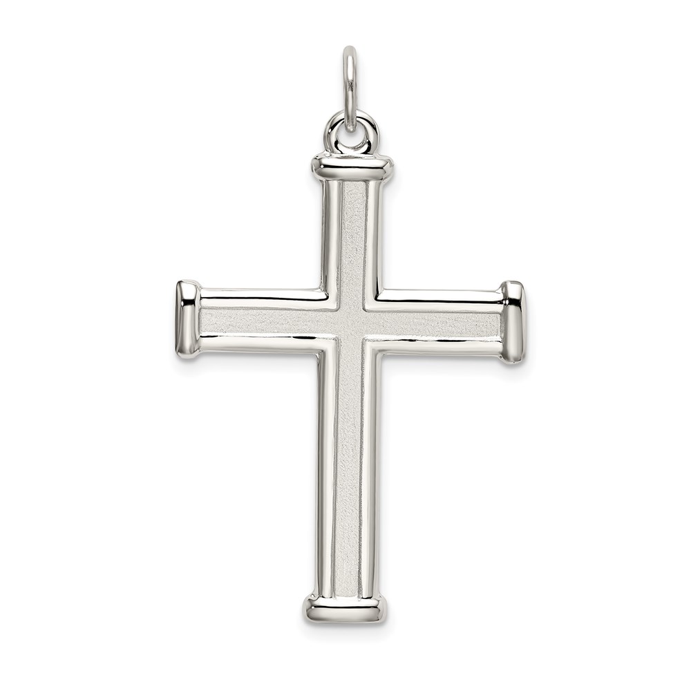 QC9065.jpg Sterling Silver Polished and Satin Cross Pendant - Image 1