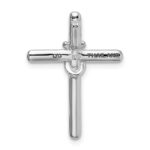 Sterling Silver Rhodium-plated Polished w/ CZ Cross Chain Slide - Image 3