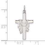 Sterling Silver Polished and Satin Draped Cross Pendant - Image 4