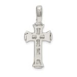Sterling Silver Rhodium-plated Satin & Polished Crucifix Pendant - Image 3