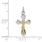 Sterling Silver & Gold-plated Polished Satin & D/C Crucifix Pendant - Image 4