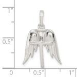 Sterling Silver Polished Wings And Cross Pendant - Image 4