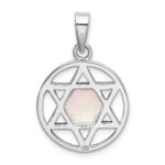 Sterling Silver Rhodium-plated MOP Star of David Pendant - Image 3