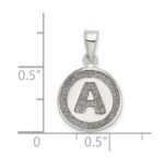 Sterling Silver Glitter Enamel Letter A Initial Circle Pendant - Image 4