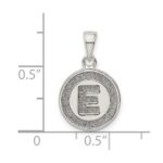 Sterling Silver Glitter Enamel Letter E Initial Circle Pendant - Image 3