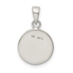Sterling Silver Glitter Enamel Letter H Initial Circle Pendant - Image 4
