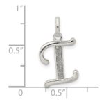 Sterling Silver Polished Glitter Enamel Letter I Initial Charm - Image 3
