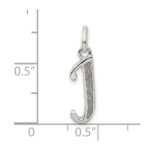 Sterling Silver Polished Glitter Enamel Letter J Initial Charm - Image 3
