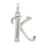 Sterling Silver Polished Glitter Enamel Letter K Initial Charm