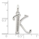 Sterling Silver Polished Glitter Enamel Letter K Initial Charm - Image 3