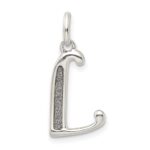 Sterling Silver Polished Glitter Enamel Letter L Initial Charm