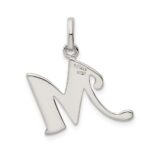 Sterling Silver Polished Glitter Enamel Letter M Initial Charm - Image 4