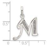 Sterling Silver Polished Glitter Enamel Letter M Initial Charm - Image 3