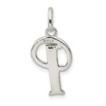 Sterling Silver Polished Glitter Enamel Letter P Initial Charm - Image 4