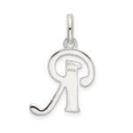 Sterling Silver Polished Glitter Enamel Letter R Initial Charm - Image 4