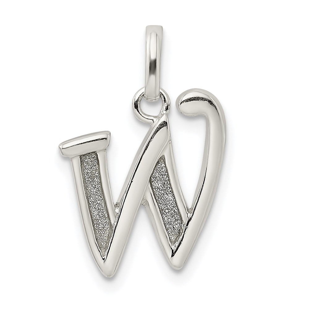 QC9181W.jpg Sterling Silver Polished Glitter Enamel Letter W Initial Charm - Image 1