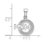 Sterling Silver Rhodium-plated Enamel Glitter Fabric MOM Pendant - Image 3