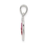 Sterling Silver Polished Red and Pink Enameled Hearts Pendant - Image 2