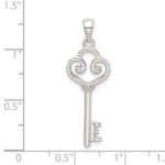 Sterling Silver Polished Heart Key Pendant - Image 4