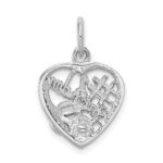 Sterling Silver Rhodium-plated Pink & White CZ #1 Grandma Pendant - Image 3