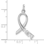 Sterling Silver Rhodium-plated Pink CZ Hope Awareness Ribbon Pendant - Image 4