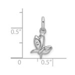 Sterling Silver Rhodium-plated CZ Butterfly Pendant - Image 4