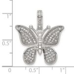 Sterling Silver Rhod-plated Polished Preciosa Crystal Butterfly Pendant - Image 4