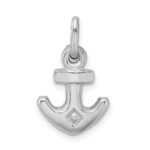 Sterling Silver Rhodium Plated Polished Anchor Charm - Image 3