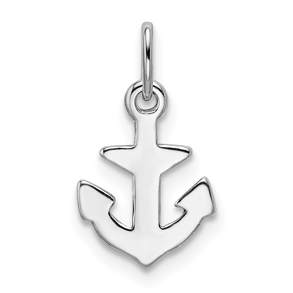 QC9256.jpg Sterling Silver Rhodium-plated Polished Anchor Charm - Image 1