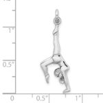 Sterling Silver Rhodium-plated Polished Gymnast Pendant - Image 4