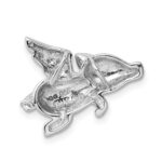 Sterling Silver Rhodium-plated Polished w/CZ Flying Pig Chain Slide - Image 3