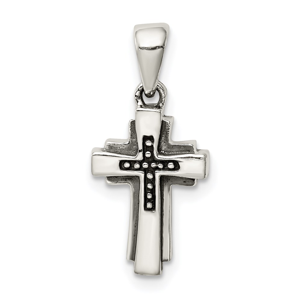 QC9364.jpg Sterling Silver Antiqued Cross Pendant - Image 1