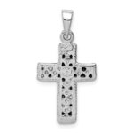 Sterling Silver Rhodium-plated & Antiqued Cross Pendant - Image 3
