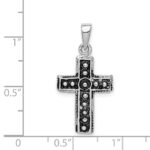 Sterling Silver Rhodium-plated & Antiqued Cross Pendant - Image 4