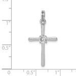 Sterling Silver Rhodium-plated CZ Cross Pendant - Image 4