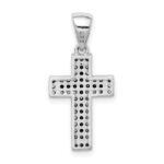 Sterling Silver Rhodium-plated Black and Clear CZ Cross Pendant - Image 3