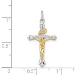 Sterling Silver Platinum-plated & Gold Tone Crucifix Pendant - Image 4