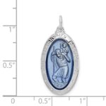 Sterling Silver Platinum-plated Enamel St. Christopher Medal - Image 4