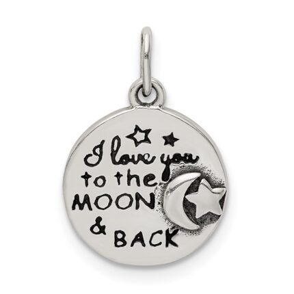 Sterling Silver Enamel Love you to the Moon & Back Charm Pendant