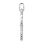 Sterling Silver Rhodium-plated Polished Key Pendant - Image 2