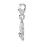 Sterling Silver Rhodium-plated Enameled Kitten w/Lobster Clasp Charm - Image 2