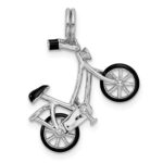Sterling Silver Rhodium-plated Enameled Moveable Bicycle Pendant - Image 3