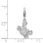 Sterling Silver Rhodium-plated CZ Crab with Lobster Clasp Charm - Image 4