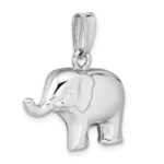 Sterling Silver Rhodium-plated Polished Elephant Pendant - Image 5
