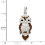 Sterling Silver Rhod-pltd Imitation Pearl/Preciosa Crystal Owl Pendant - Image 4