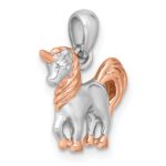 Sterling Silver Rhodium-plated Rose Gold-plated 3D Unicorn Pendant - Image 5