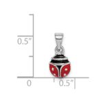 Sterling Silver RH-plated Red & Black Enamel Ladybug Children's Pendant - Image 4