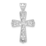 Sterling Silver Rhodium-plated Filigree Textured Cross Pendant - Image 4